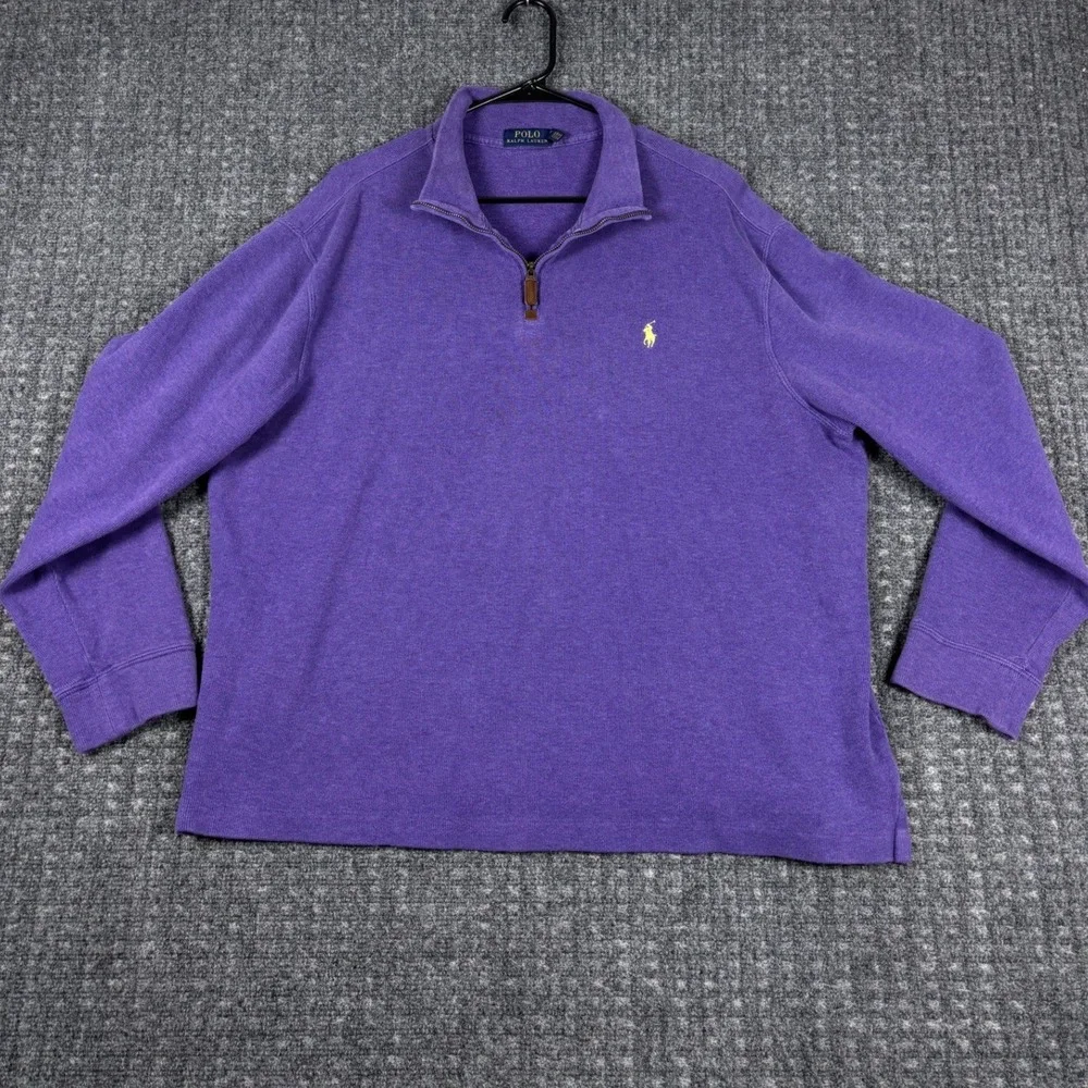 Polo Ralph Lauren Quarter Zip Pullover Sweater XL Purple Mens